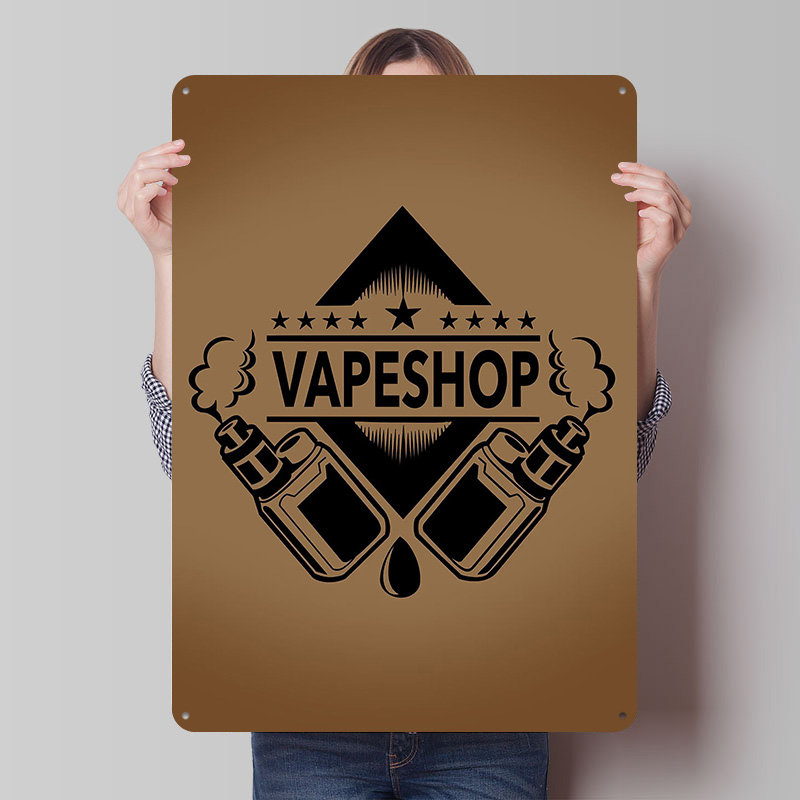Vaping Shop - Affiches en fer blanc avec Logo